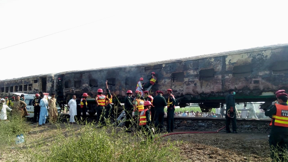 Dozens killed in fire incident in a passenger train  / STRINGER