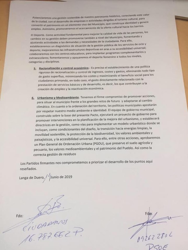 Langa publica el acuerdo PSOE-C's por la Alcaldía