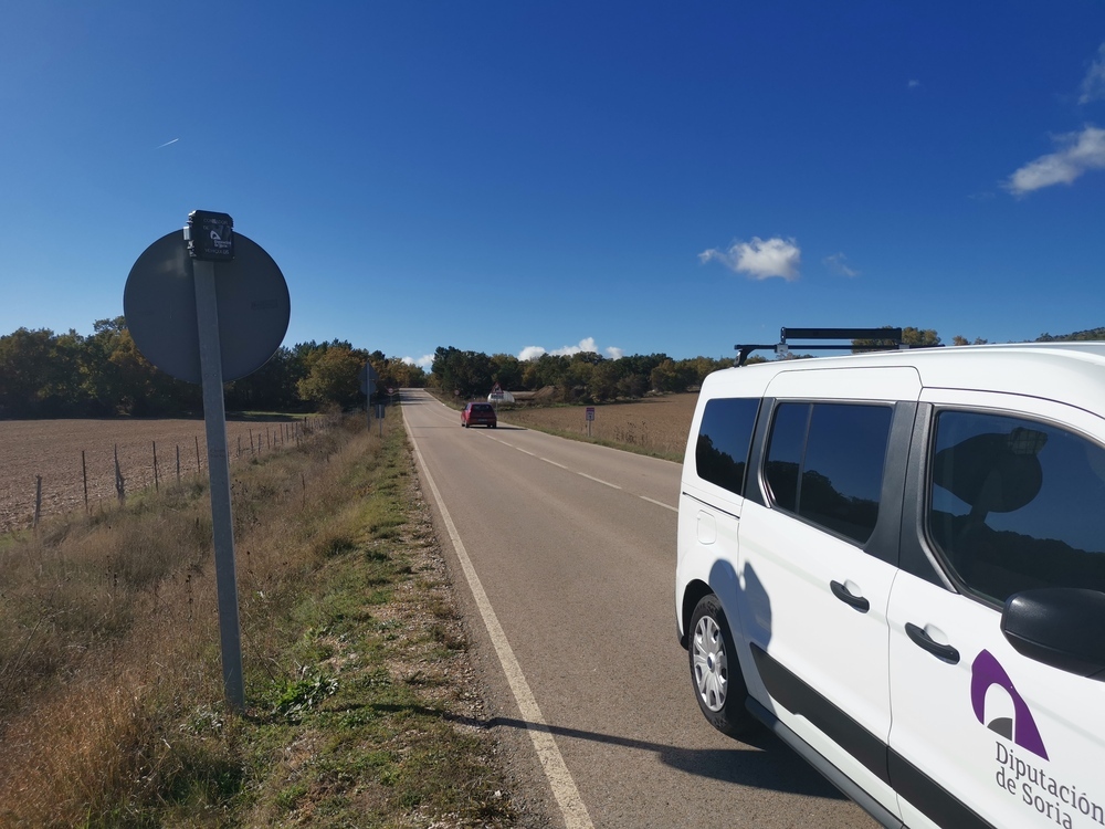 Aforadores de medición del tráfico que ha instalado la Diputación Provincial de Soria.