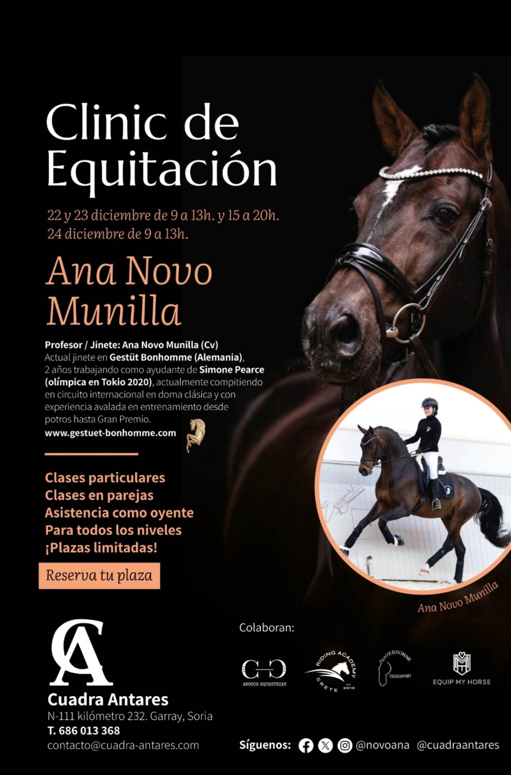 Ana Novo realizará una clinic de equitación en Cuadra Antares