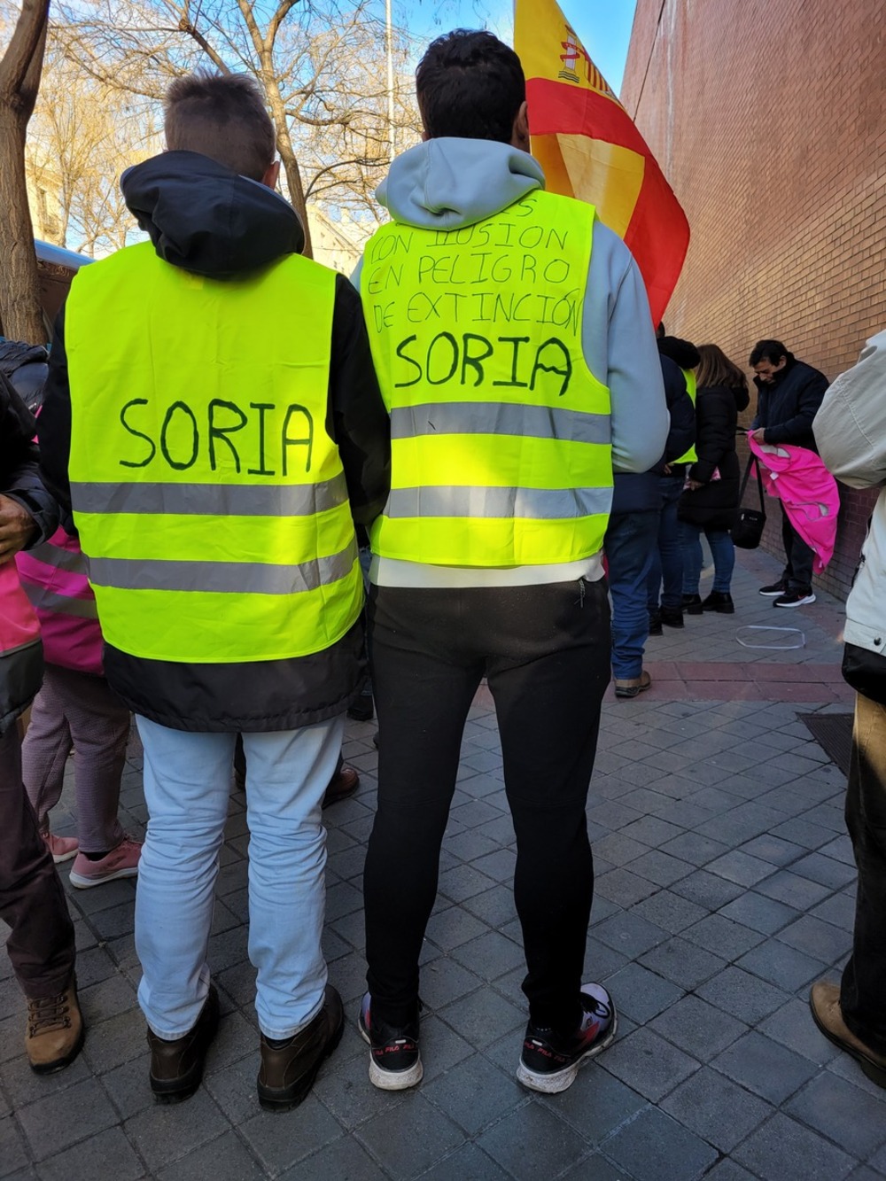 Miembros de Asaja Soria durante su participación en la manifestación celebrada esta mañana en Madrid.