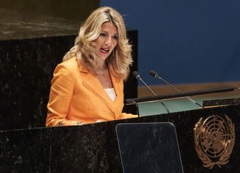 Díaz presume en la ONU de la economía social de España